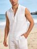 Men's European Casual Linen Henley Sleeveless Shirt - Summer Outdoor Vest