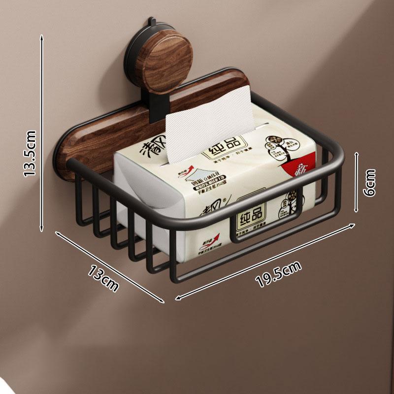 Suction cup walnut toilet tissue box no punching bathroom washbasin storage toilet roll paper storage rack  toilet accessories