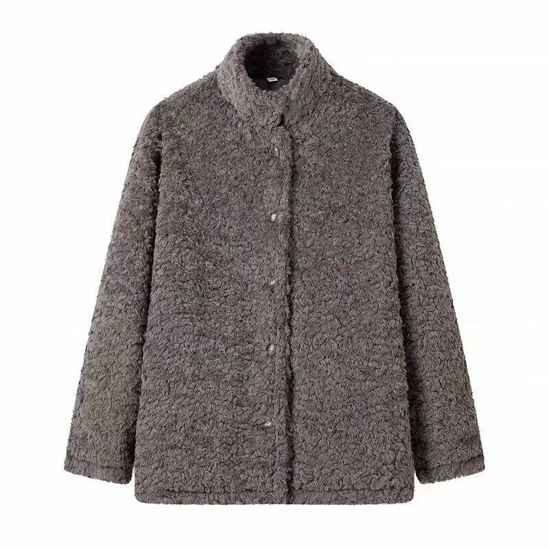 European and American style French, women's clothing, fashionable and versatile temperament, trendy big hair terry woolen jacket