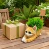 Decorative Cat Ornament Creative Resin Planter, Cute Lying Flower Pot for Garden Window Sill Plant Holder Yard, Adorable Animal Holder, Indoor Outdoor