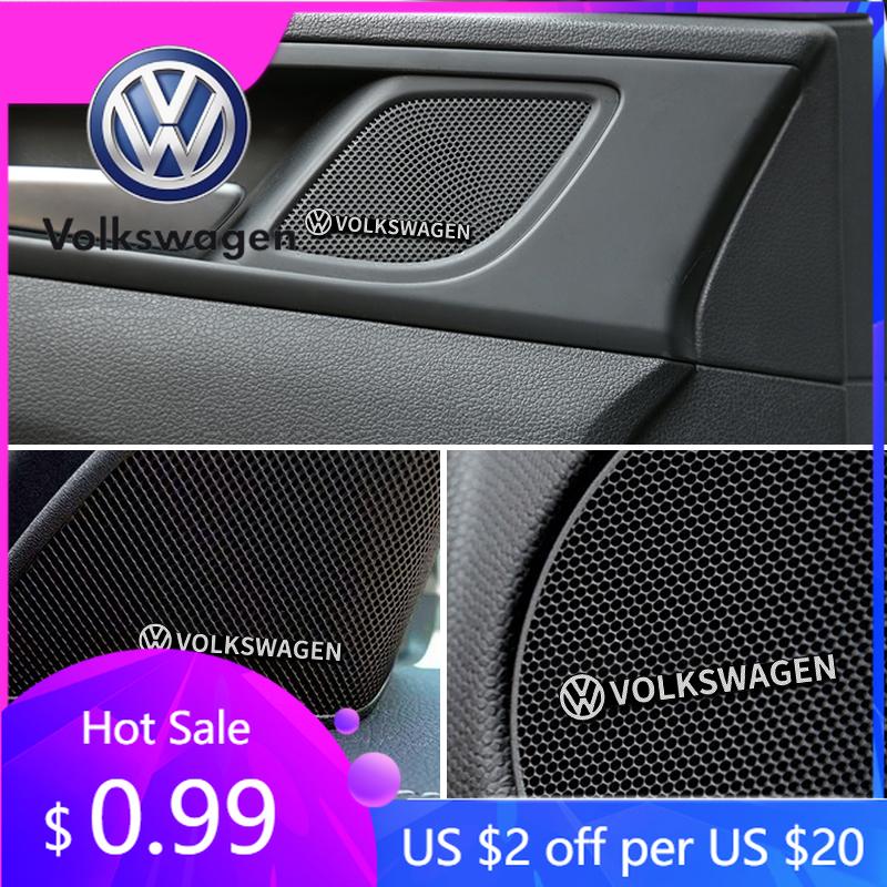 

For VW Volkswagen Jetta MK5 Golf New 4pcs 3D aluminum speaker stereo speaker badge emblem Sticker for VW Volkswagen Golf Polo Pa