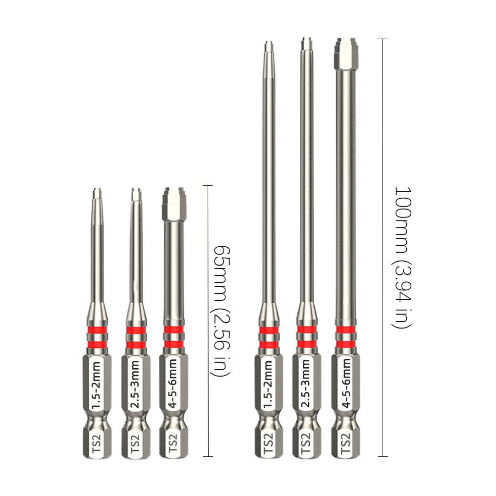 6Pcs/Set Screwdriver Bits Set Strong Magnetic Electric Screwdriver Bits High-Strength Magnetic Multi-Size Driver Bits