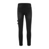 Men Jeans Solid Color Ripped Holes Frayed Gradient Washed Trousers