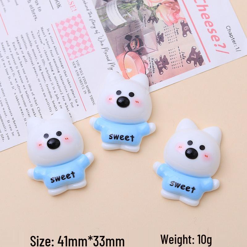 Large West Highland White Terrier Resin Hair Clip Decoration Materials - Cream Cartoon Design
