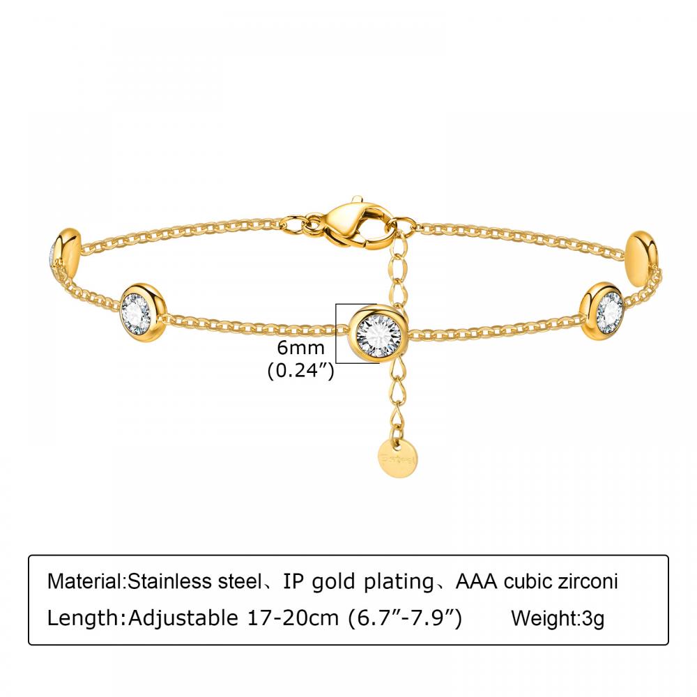 Women Jewelry 18K Gold Travel Bracelet Curb Link Chain Cross Moon Zircon Charm Bracelet