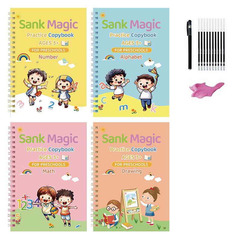 

Groove Практика Тетрадь Для Детей Алфавит Математические Упражнения Письменные Инструменты С Трафаретами Для Раннего Обучения Рисование Обучение Почерку Образовательный Набор 4pcs/set