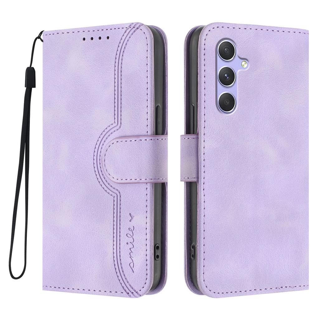 Kožené pouzdro pro Samsung Galaxy A54 5G Peněženka Stojánek S potiskem smajlíka Kryt na telefon s popruhem