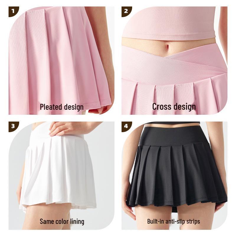 Women's Two-Piece Pleated Yoga and Sports Skirt - Breathable, Comfortable, Anti-Exposure for Tennis, Badminton, Running, and Fitness.