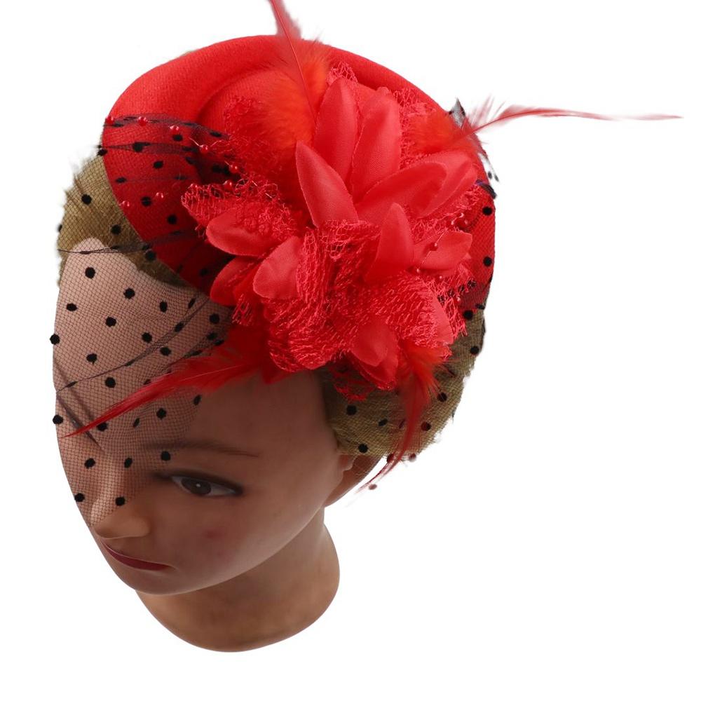 Flower Feather Hairpin Floral Fedoras Hat Hair Clip Elegant Fascinator Hat  Girl/Women