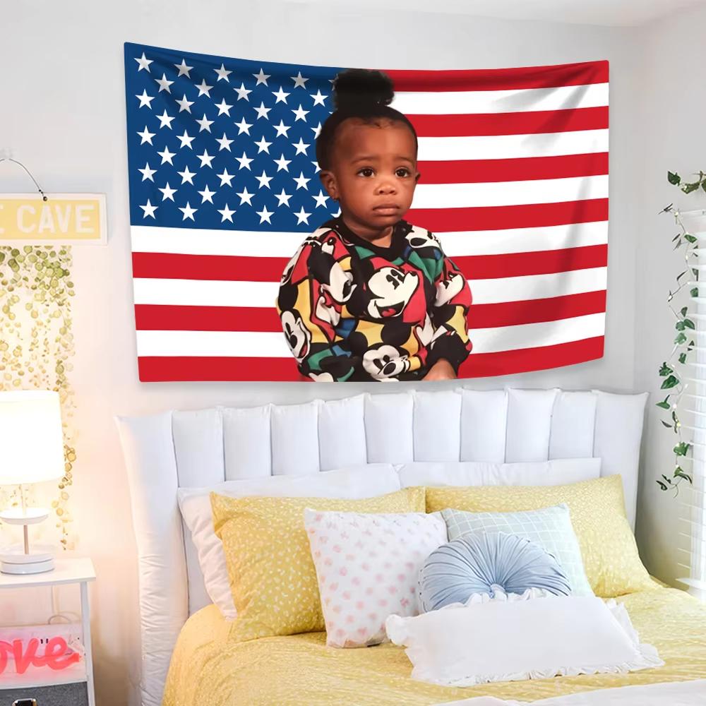 SZA American Flag Tapestry Modern Music Poster Wall Art Aesthetic Room Decor Meme Backdrop Cloth Flat Print