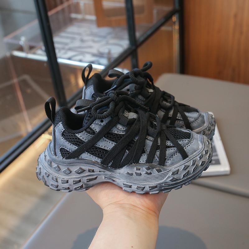 Kinder-Sneaker für Jungen Klobig Rutschfest Mädchen-Sneaker Mode Mesh Atmungsaktiv Kinder Lässig Schule Basketballschuhe Vielseitig