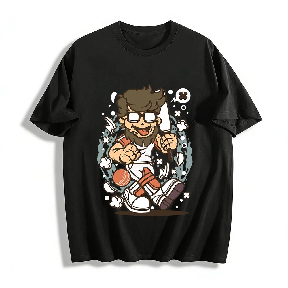 

Funny Cricket Lover Printed T-shirt Casual Sporty Crewneck Top Pure cotton T-shirt 6XL