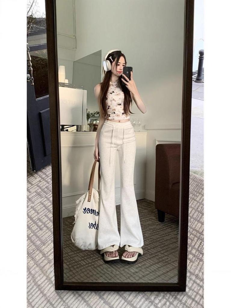 Hua Cotton Blend Micro-Flare High Waist Slimming Sweatpants for Women - 2025 Autumn Collection