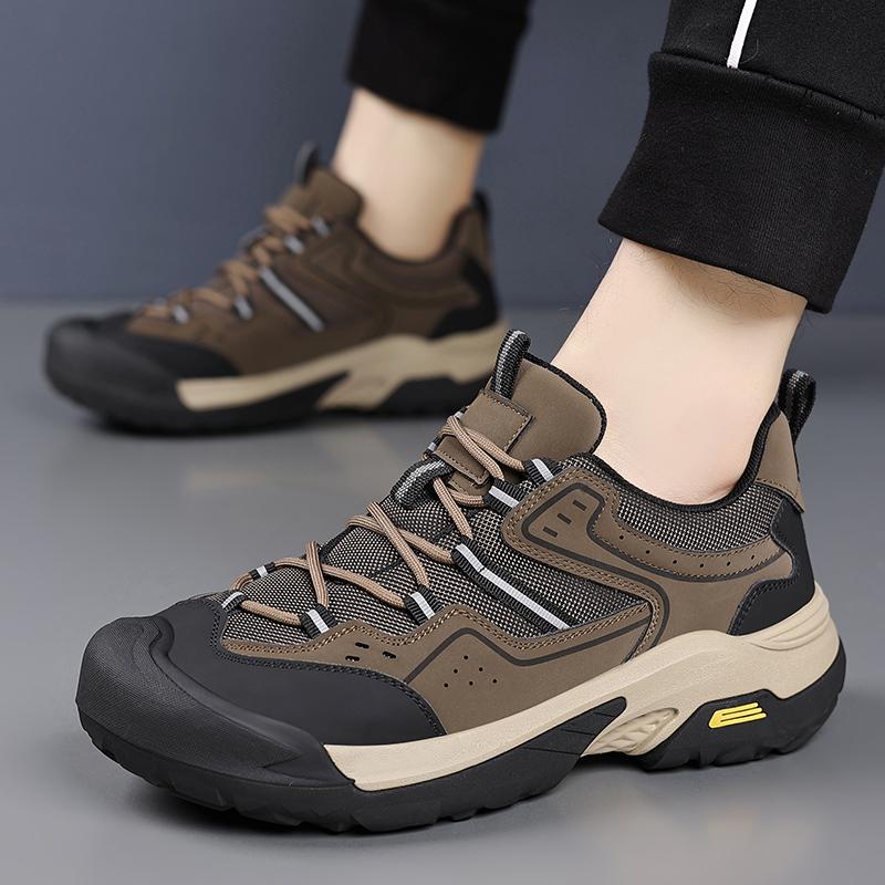 Outdoor Male Flats Man Treking Footwear Version Men Casual Leather Shoes Non-Slip Walking Shoes Comfortable Men's Work Shoes