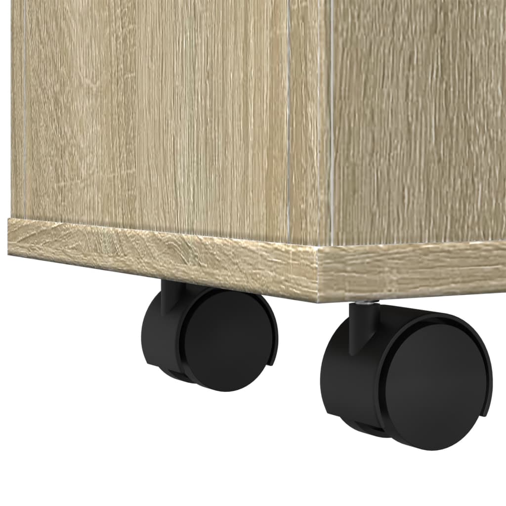 Narrow Bathroom Cabinet with Wheels Sonoma Oak Wood Based Material