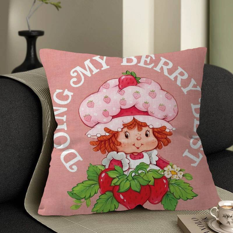 Cartoon Strawberry Shortcake Cushion Cover Pillowcase Upholstery Sofa Throw Pillow Home Decor Pillowcas