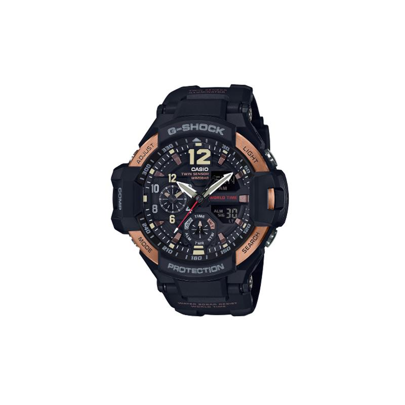 

Casio G-SHOCK series aviation series fashionable classic compass function waterproof and shockproof luminous quartz movement resin strap GA-1100RG-1A чёрный