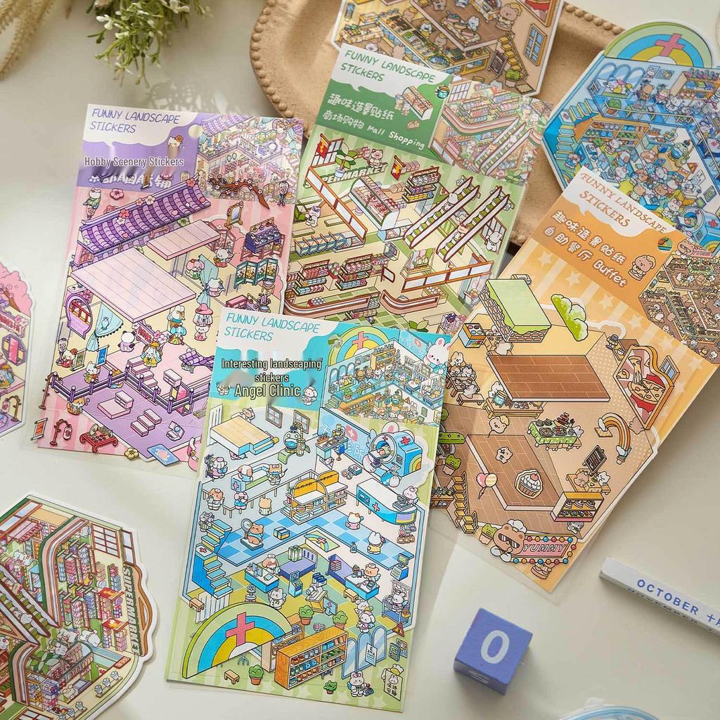 Zaomo 3D Miniature Landscaping Sticker Pack - Fun DIY Series for Students