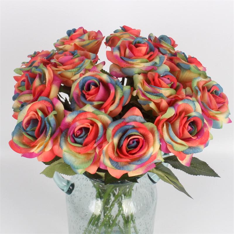 11pcs/Lot Fresh Rose Artificial Flowers Real Touch Rose Floral Home Decorations For Wedding Party Birthday Gifts