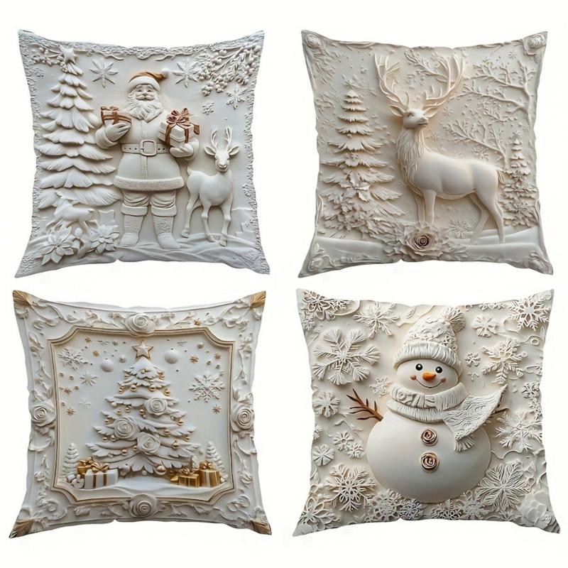 Soft Santa Christmas Pillow Cover For Festival Home Decoration And Holiday Couch Bedroom Accessories