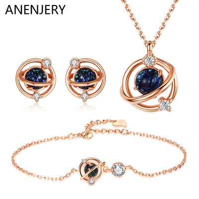 Fashion Necklace Earrings Bracelet Jewelry Set for Woman Planet Earrings Couple Gift Wholesale