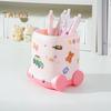 Desk Pen Holder Cartoon Vehicle Shape Pencil Holder Multi-functional Desktop Makeup Brush Organizer for Home School Office
