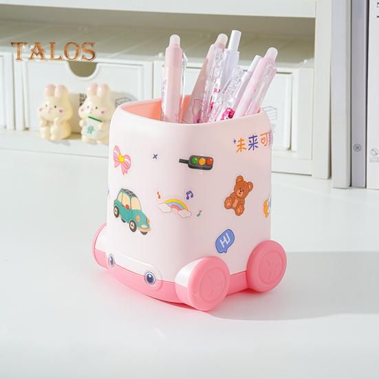 Desk Pen Holder Cartoon Vehicle Shape Pencil Holder Multi-functional Desktop Makeup Brush Organizer for Home School Office