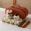 Ru Kiln Outdoor Travel Kung Fu Tea Set Gift Box Set High-end Guochao Merchandise Teacup Business Gift
