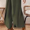 Women Pants Elastic Waist High Side Split Casual Pants Spring Summer Autumn Breathable Solid Color Loose Fit Wide Legs Trousers