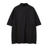 3D Pleated Solid Color Short Sleeved Shirt Top for Men's Summer Design, American Loose Collar Cardigan Shirt