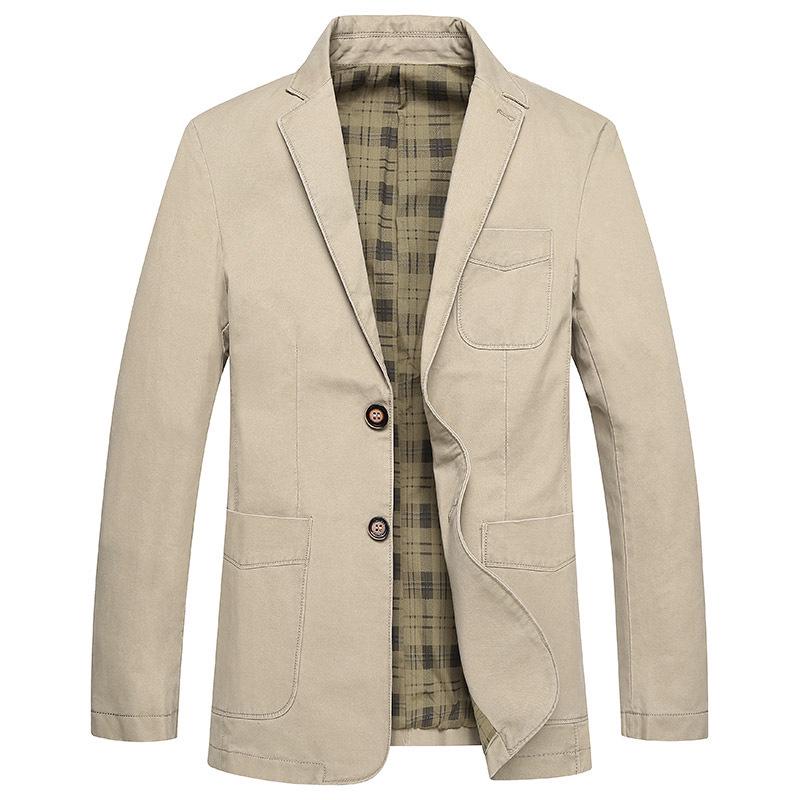 Men's Casual Water-Washed Cotton Suit Jacket - Spring/Autumn, Thin Fit