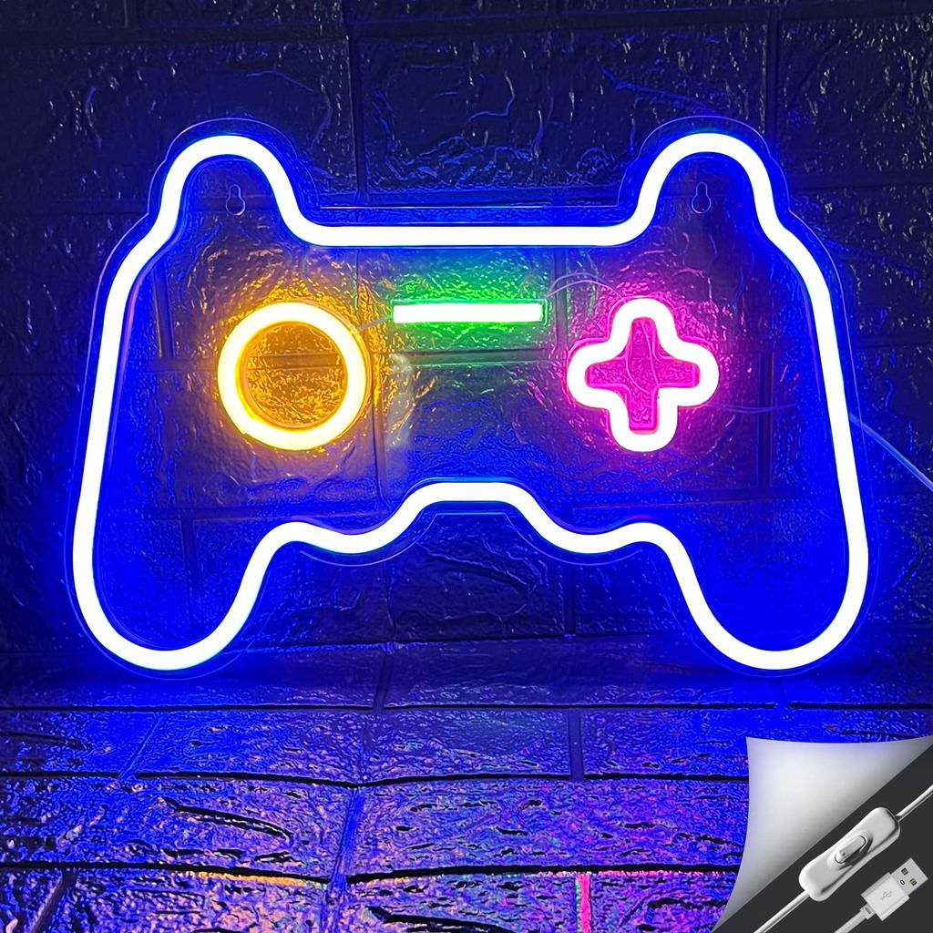 Game Controller Neon Sign, Gamepad Shape LED Neon Lights for Gaming Room Wall Art Decor Led Night Lights for Boys Gamer Teen