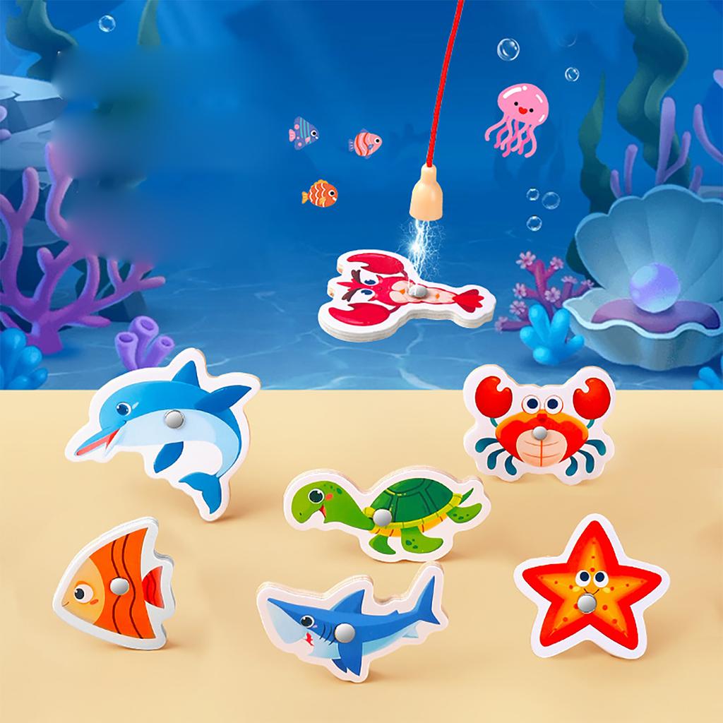 45Pcswooden Children'S Fishing Toys, Early Education Teaching Aids, Parent-Child Interactive Fishing Games
