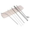 Portable 304 Stainless Steel Drinking Straws Spoon Set Reusable Cocktail Drinking Straws with 2