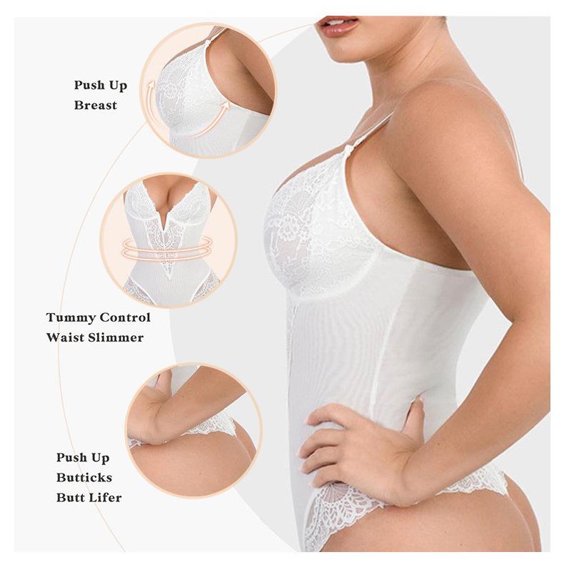 Hochwertige Damen Shapewear in Übergröße: Sexy Bodyforming-Bodysuit mit Bauchkontrolle und Hüftlift.