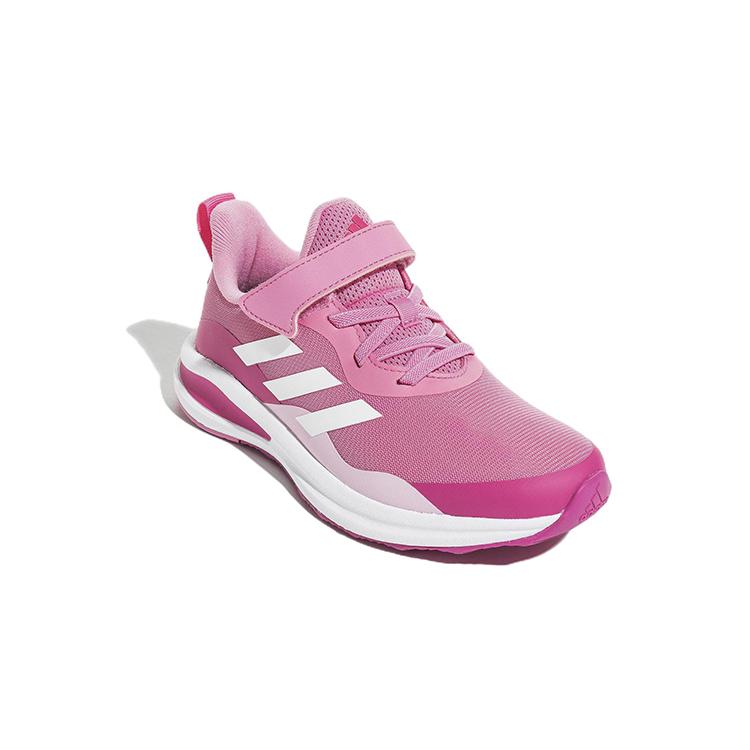 New Adidas Fortarun Elastic Lace Top Strap Anti Slip And Wear Resistant Breathable Low Top Kids' Running Shoes Pink Kids' GZ1827