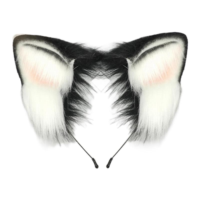 1/2Pcs Faux Furs Animal Tail Dog Tail Dog Ears Headband Halloween Cosplay Costume Dog Ears Hairband Dog Tail Dog Costumes