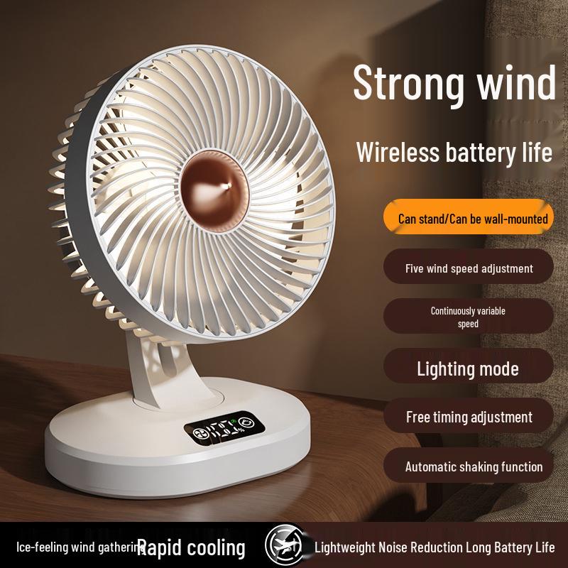 2026 Desktop Mini Electric Fan with Digital Display for Dorm Rooms
