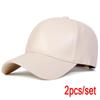 Unisex Leuchtpanel Unifarbene PU-Leder-Baseballkappen Frühling Herbst Outdoor Verstellbare Freizeitkappen Papa-Hut Sonnenschutzhut