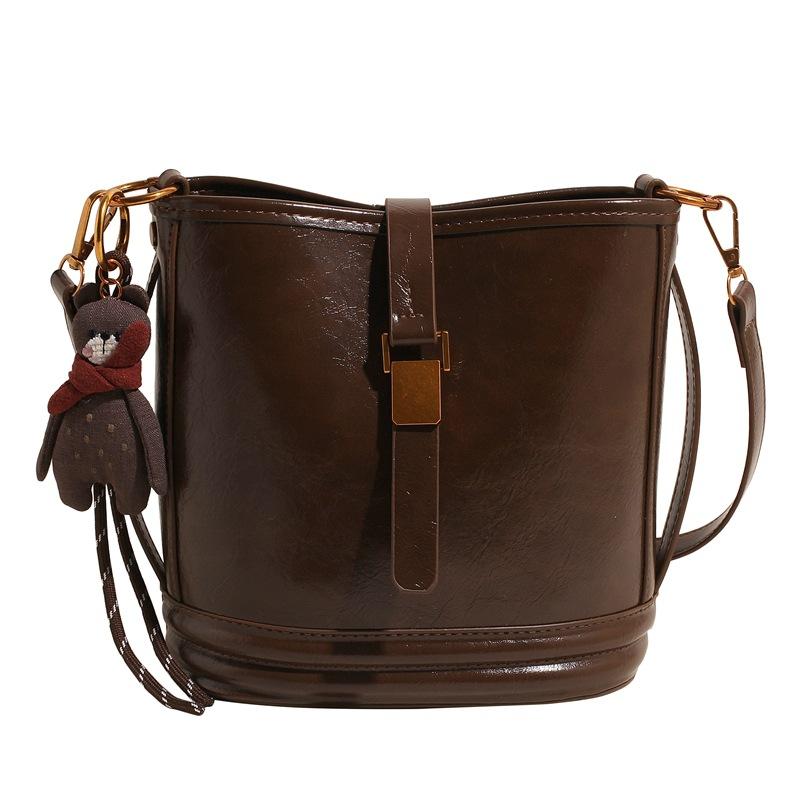 

Популярная сумка-тоут женская новая модная ретро сумка-ведро нишевая универсальная на плечо сумка-мессенджер Without pendant коричневый