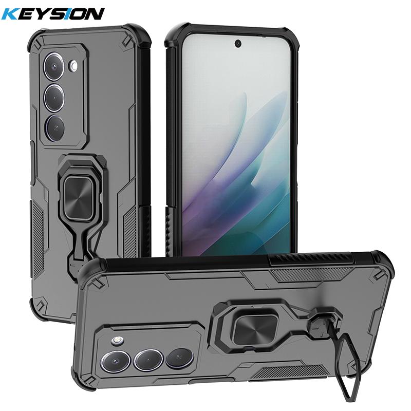 

KEYSION Shockproof Armor Case for Redmi 15 169.5mm 171mm Silicone+PC Upright Metal Live Ring Stand Phone Cover for Redmi 15 5G for Redmi 15 171mm чорний