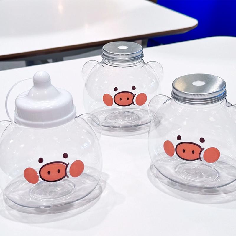 1/3ks Kawaii Lahve na vodu na mléčný čaj, kávu, džus, přenosný kelímek na pití, domov, průhledná láhev na nápoje na džusování