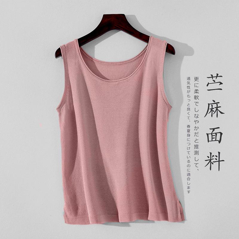 Ramie Vest Women's Outer Wear Summer Versatile Loose Large Size Thin Inner Knitted Sweater Backing Suspender Top