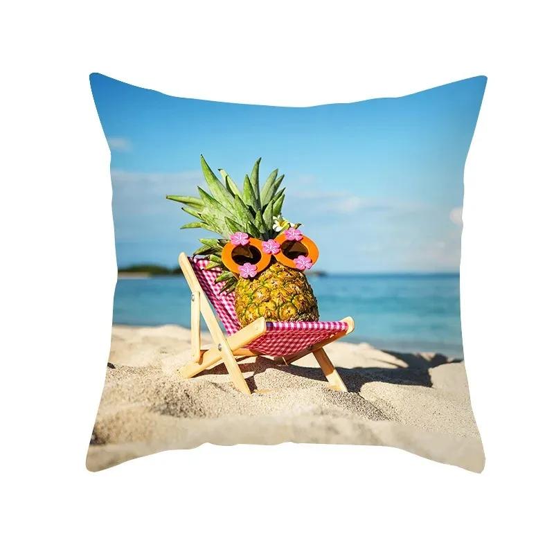 Sofa Decoration Square Pillow Summer Ocean Vacation Beach Print Pattern Home Living Room Cushion Cover