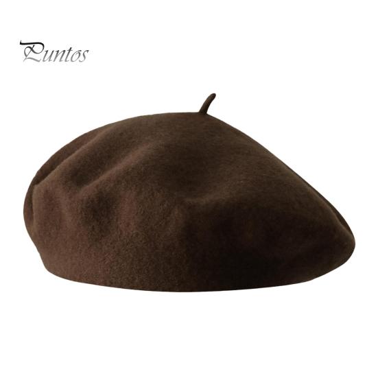 Women Beret Vintage Solid Color Painter Hat Wool Blend French Style Artist Cap Lightweight Headwear for Party Outdoor
