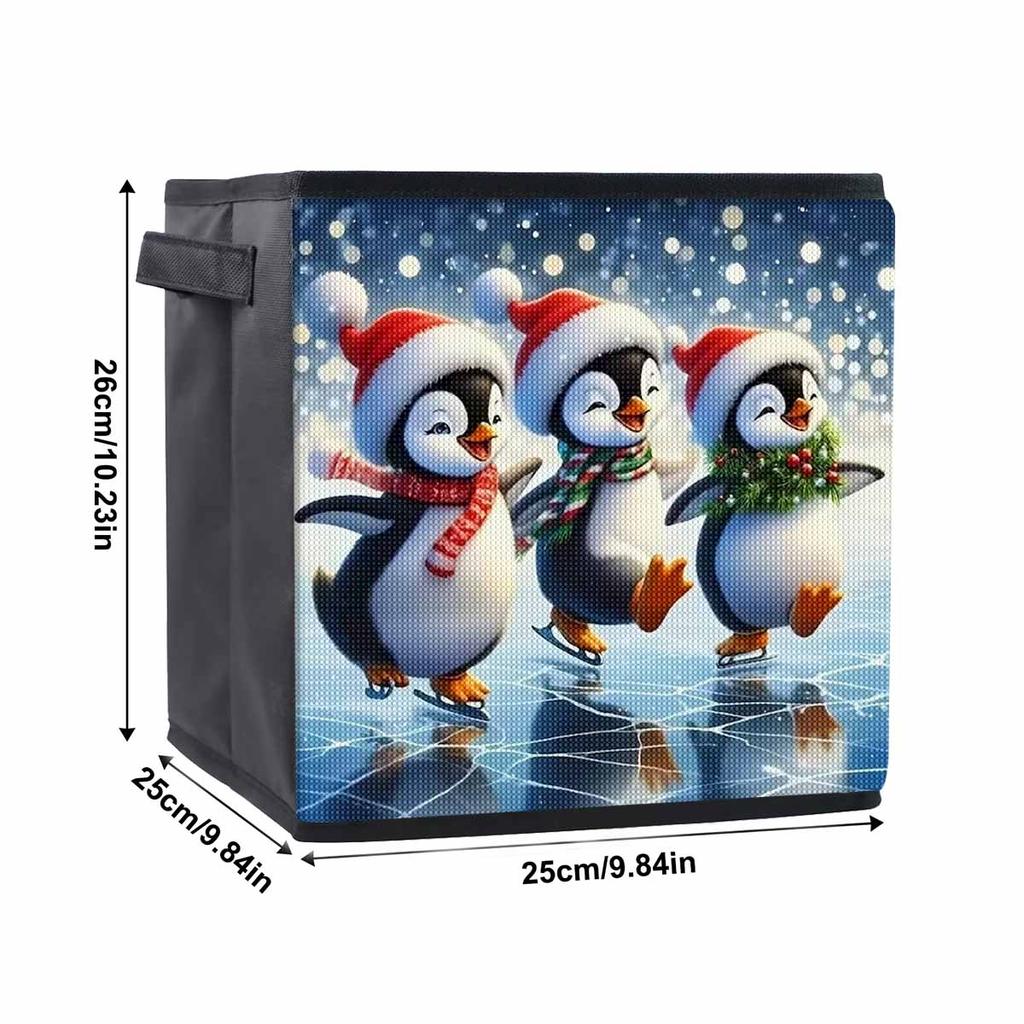 Three Lovely Penguins 5D Diamond Painting Storage Basket Full Round Drill Mosaic Diamond Embroidery Cross Stitch Kits Home Decor Home Decor