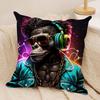 DJ Monkey with Headphones Cushion Cover Plush Fabric Soft DoubleSided Printed Sofa Warm Winter Home Gift Pillow Cover