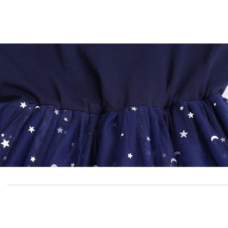 Girls Summer Dress New Fashionable Starry Sky Gradient Short Sleeve Dress Princess Dress Puffy Tulle Dress Children's Dress