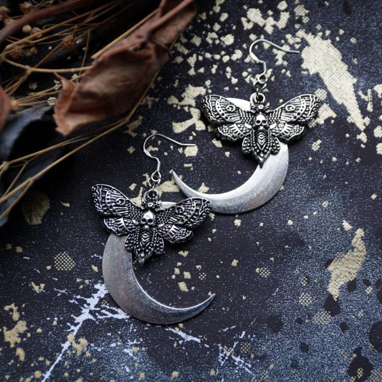 

Готические винтажные серьги-кольца в виде мотылька для женщин и девочек, модные языческие украшения для ведьм, подарочные серьги-подвески в виде лунного мотылька, новые