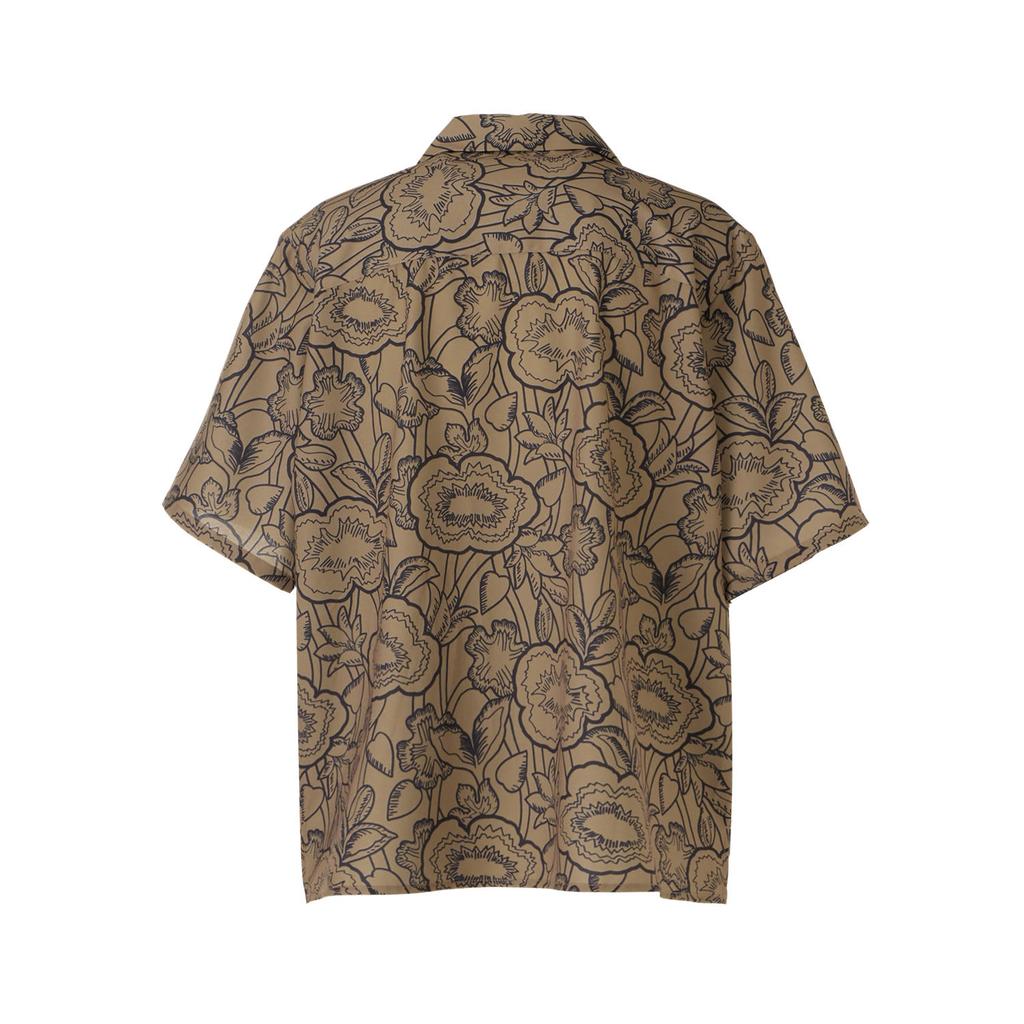 Onitsuka Tiger Printed Fashion Polo Button Short Sleeve Shirt Men shirts Light-Brown 2181B047-200